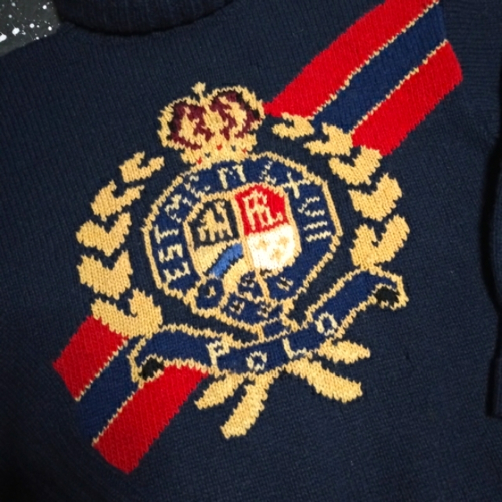 Polo Ralph Lauren vintage 90s original Snowbeach Stadium crest sweater MEGA RARE - Picture 2 of 9